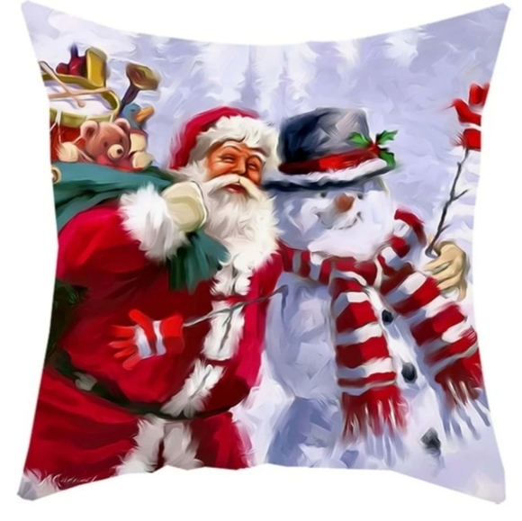 NWT 1 Pillow Cover..Santa and Snowman 17.7" x 17.7" - Picture 1 of 3
